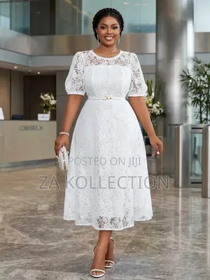 Elegantll Ladies White Dress for Weddings/ Parties/ Church