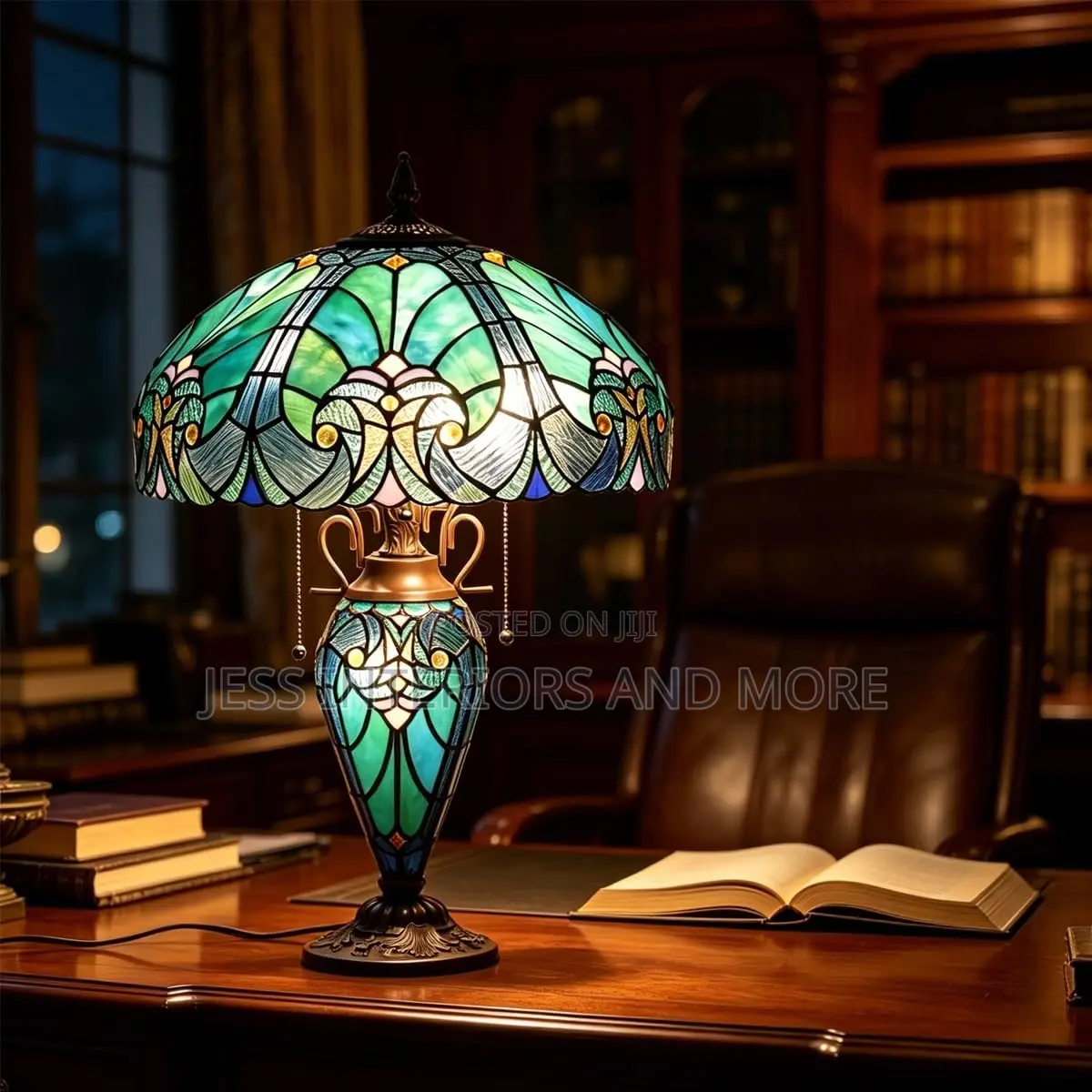 Table Lamp -Antique Tiffany Stained Glass Lamp