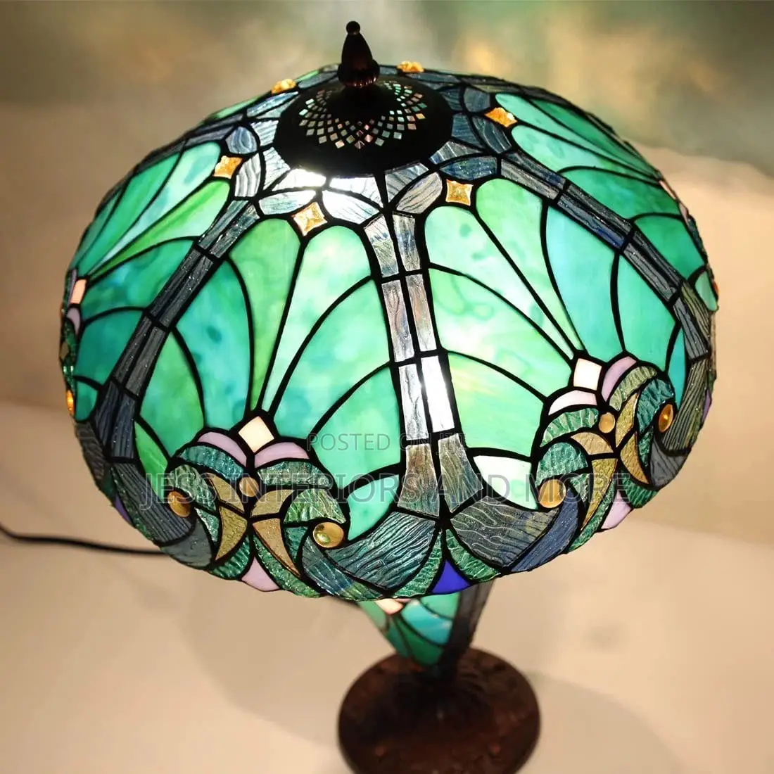 Table Lamp -Antique Tiffany Stained Glass Lamp
