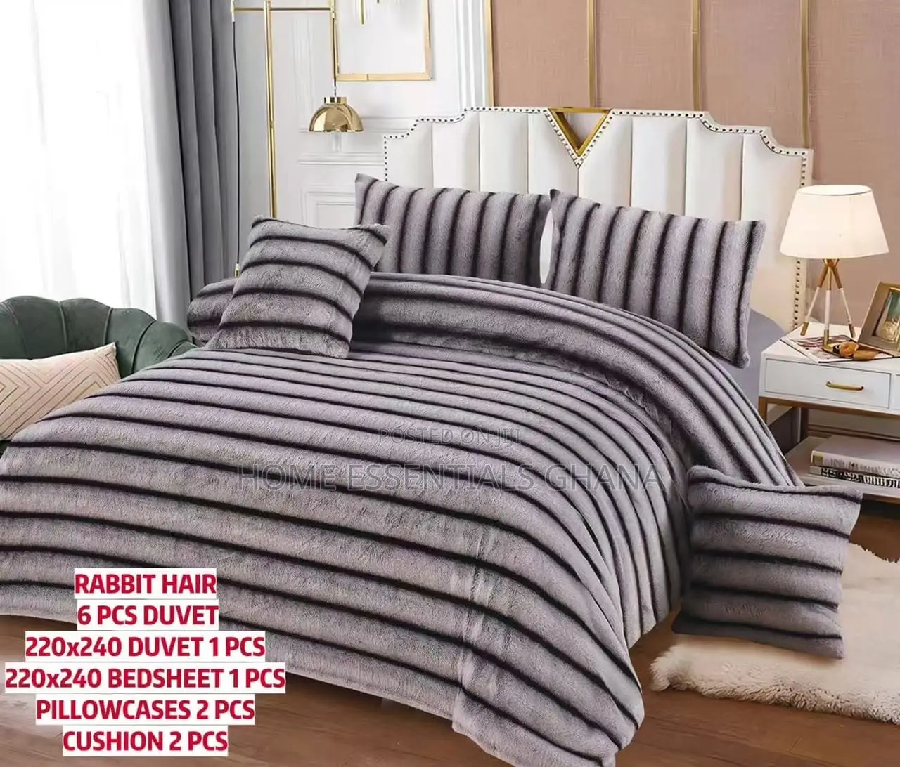 6-Piece Fluffy Duvet Set With Throw Pillows 220×240cm