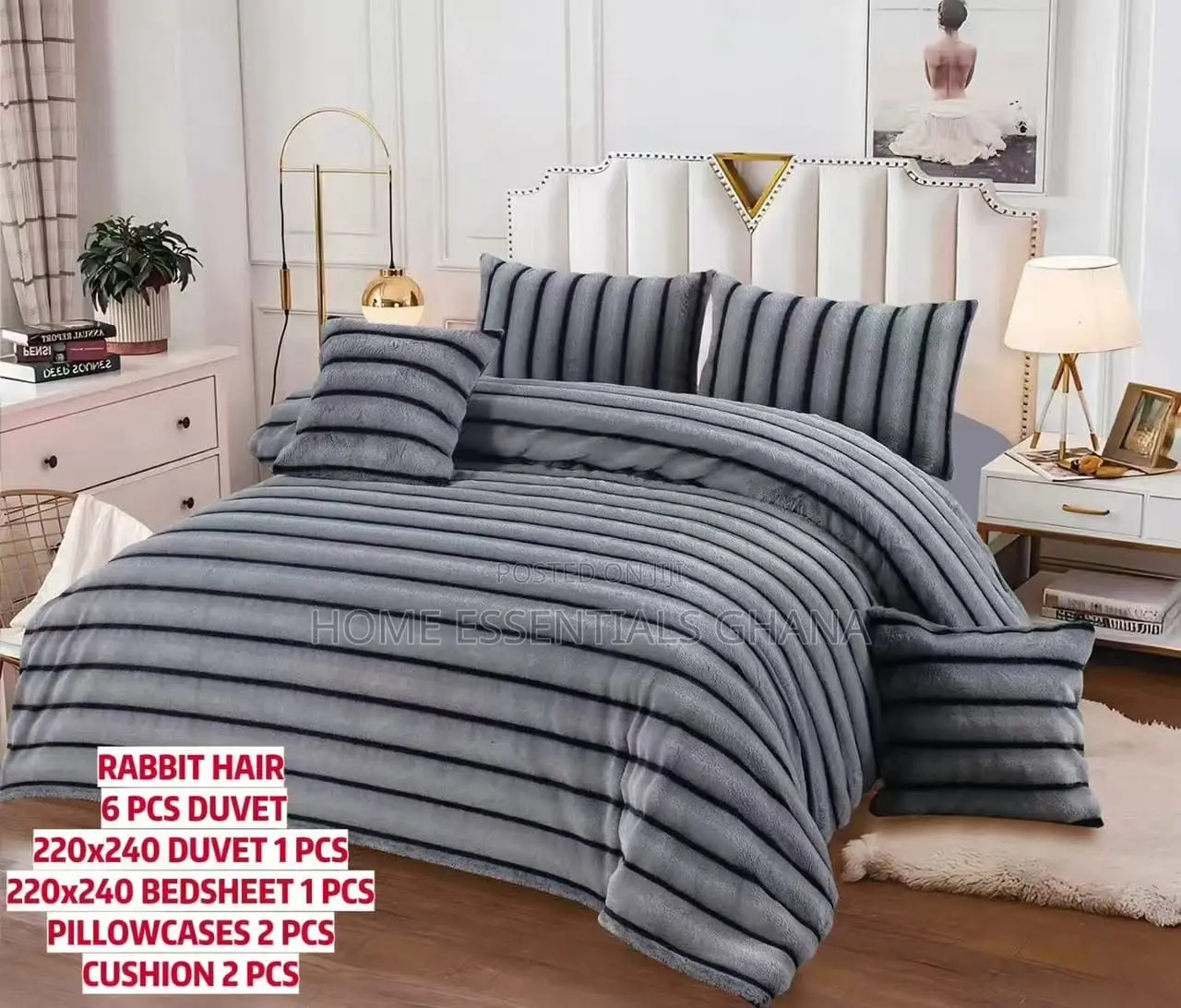 6-Piece Fluffy Duvet Set With Throw Pillows 220×240cm