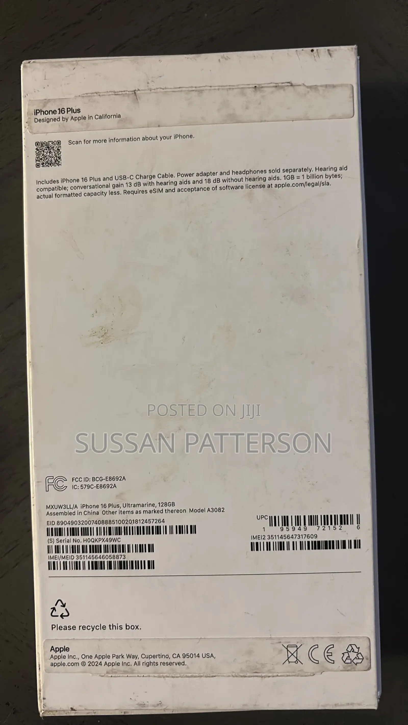 New Apple iPhone 16 Plus 128 GB Blue