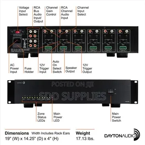 Class D 80W X 12 Channels Multi Zone Power Amplifier Dayton MA1280