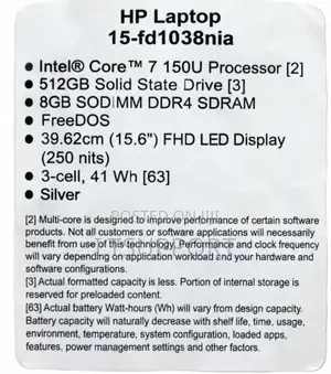 New Laptop HP 15-fd1020ns 8GB Intel Core Ultra 7 SSD 512GB