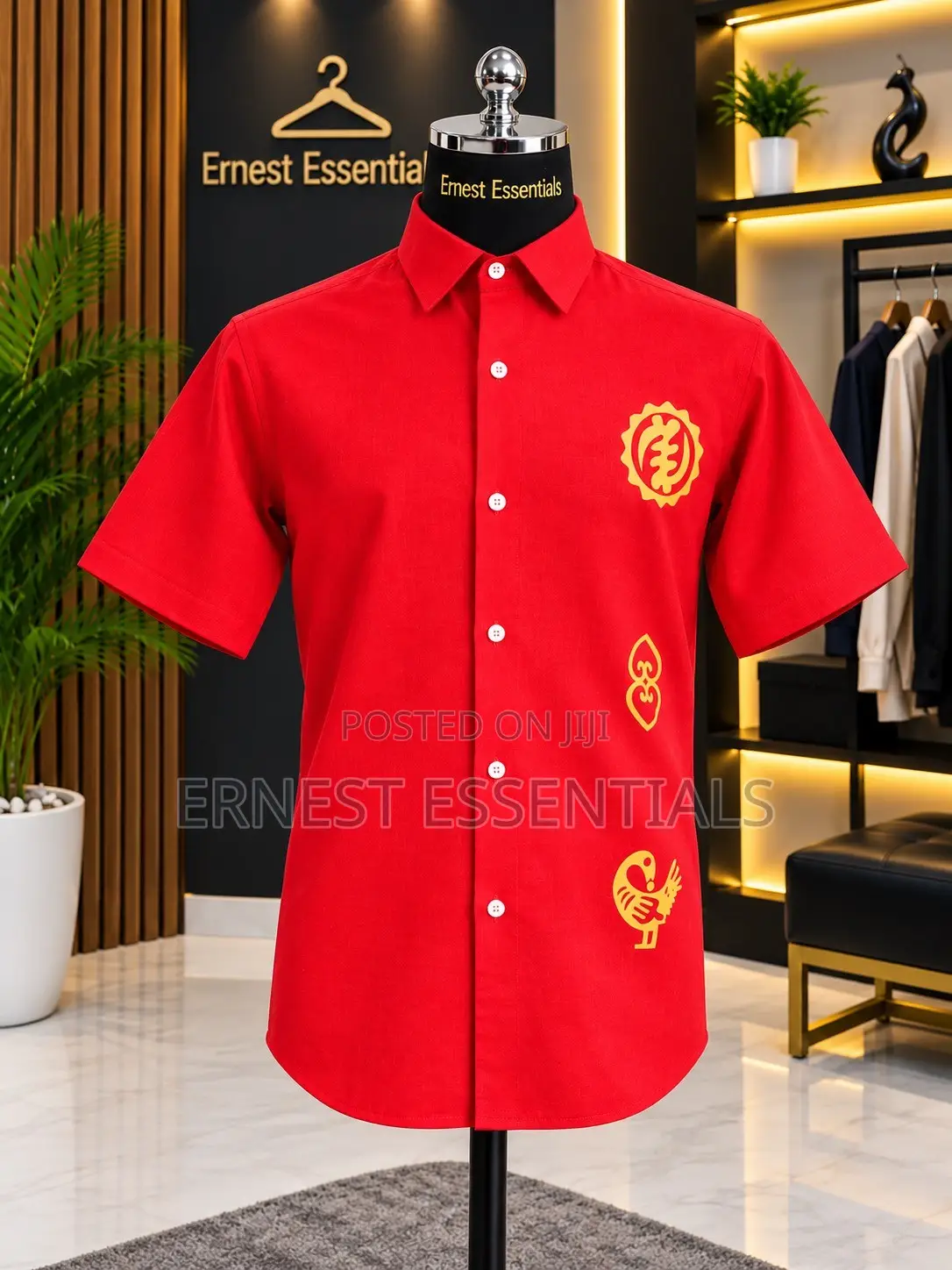 Quality Red Shirt With Gold Designs
