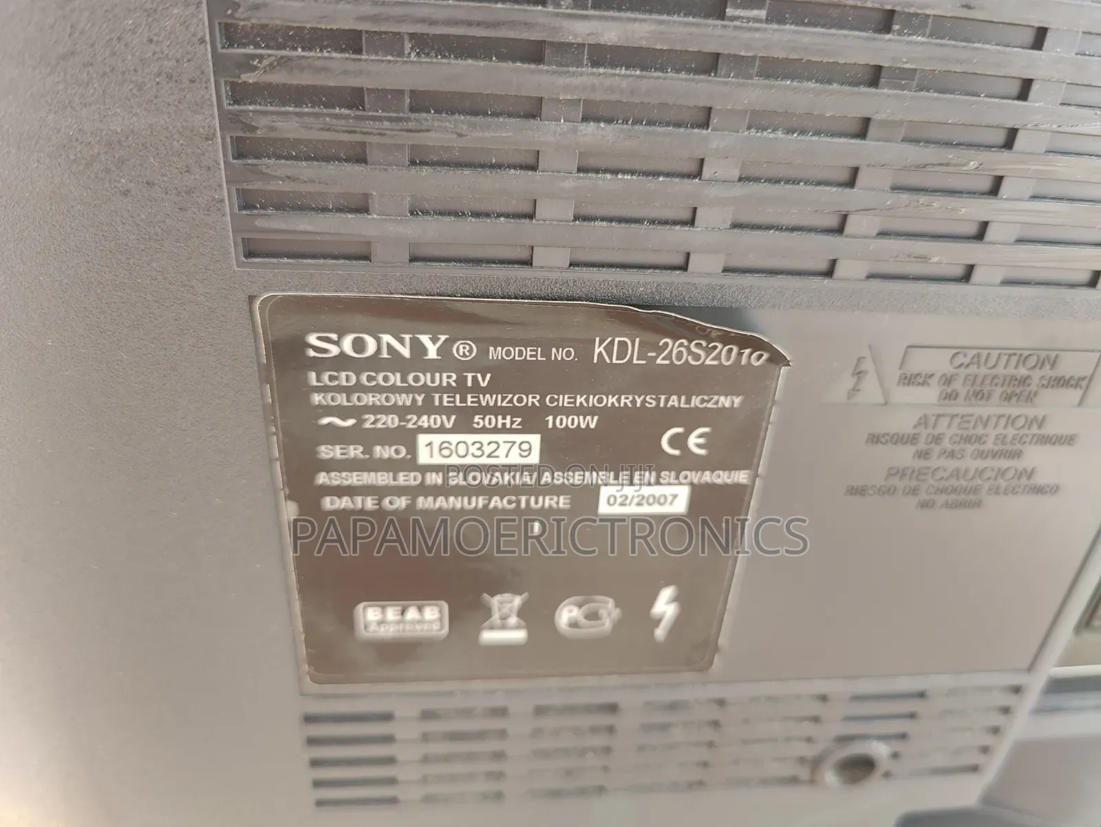 Sony TV 26' Europe Used