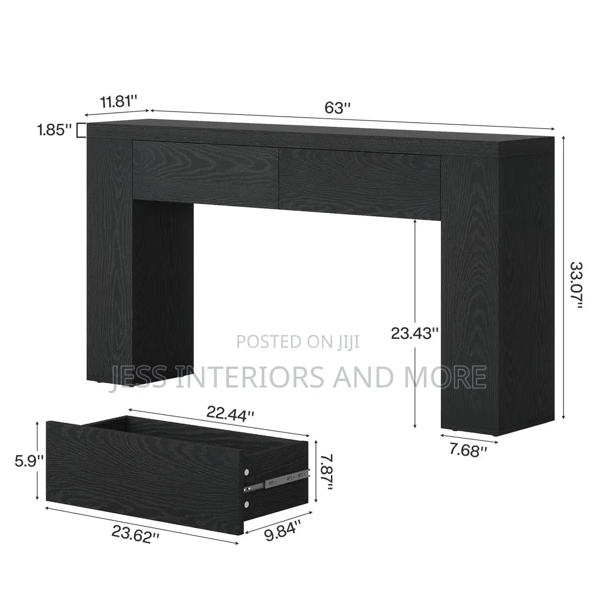 Console Table With Drawers(Black)