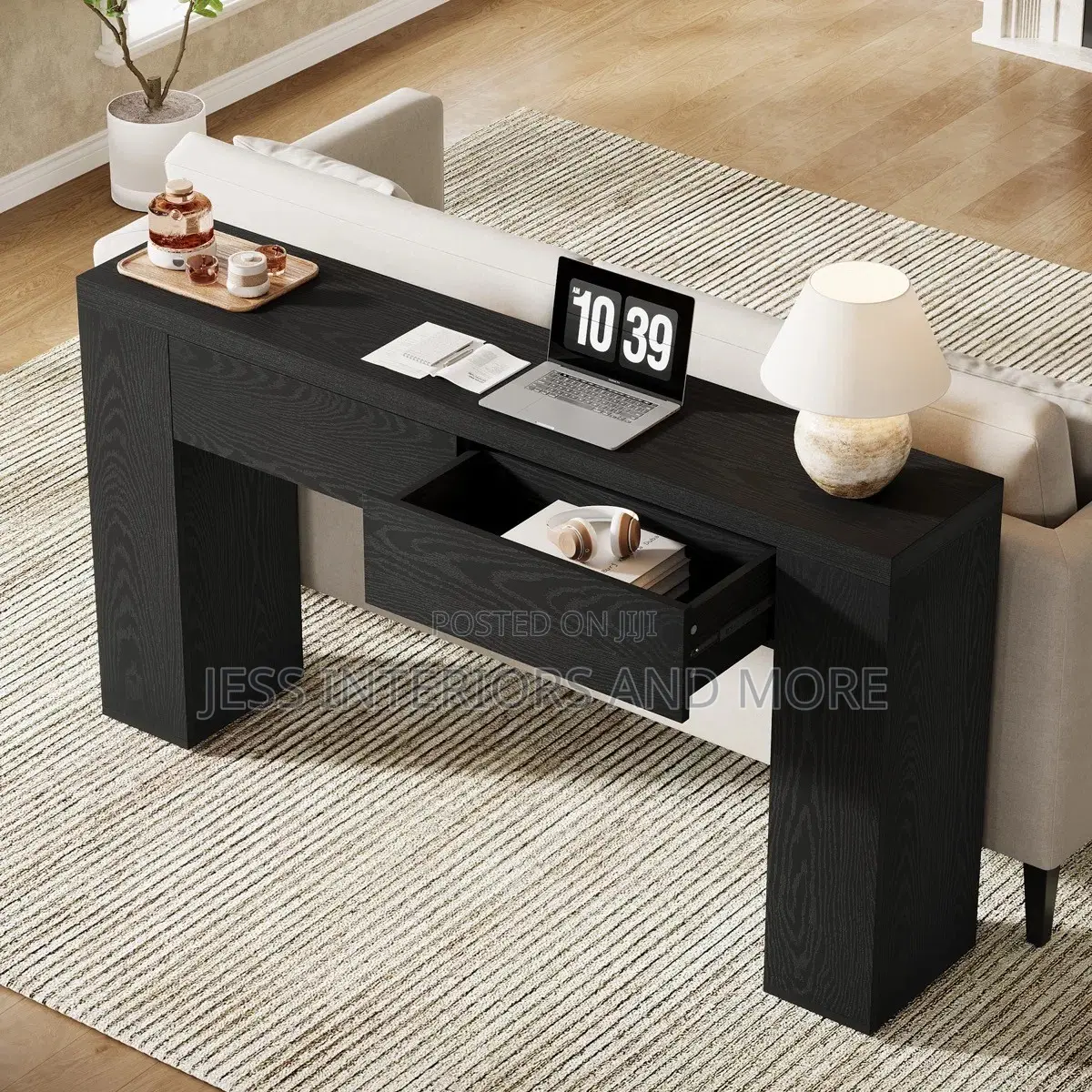 Console Table With Drawers(Black)