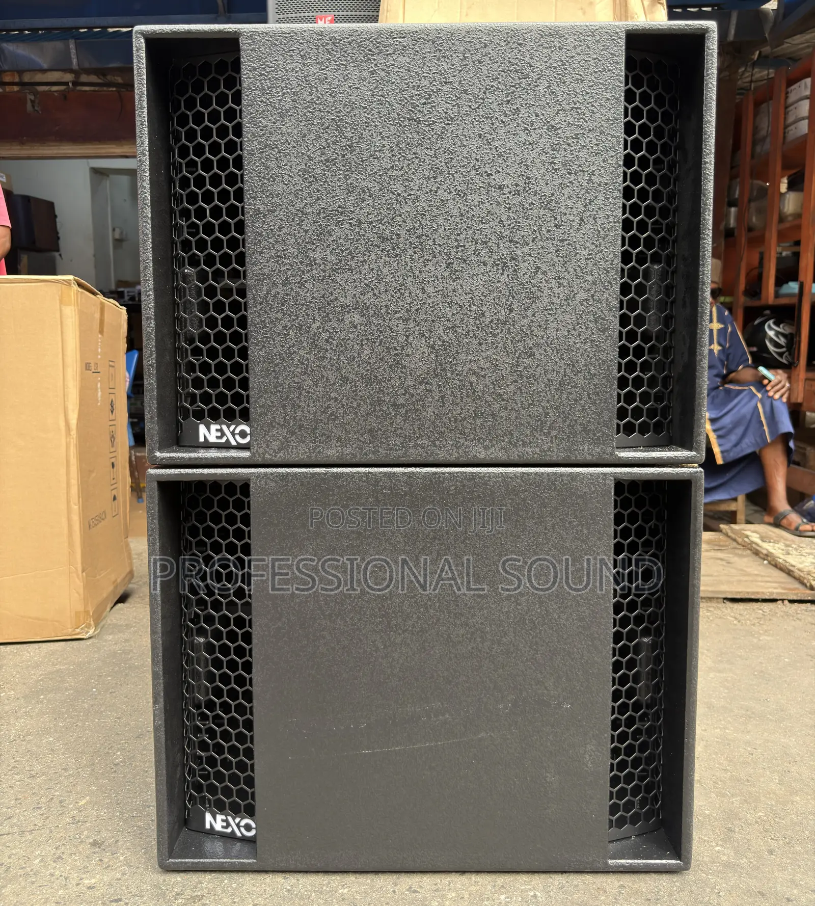 Nexo LS18 High-Power Sub-Bass Loudspeaker Cabinets Stacked Vertically