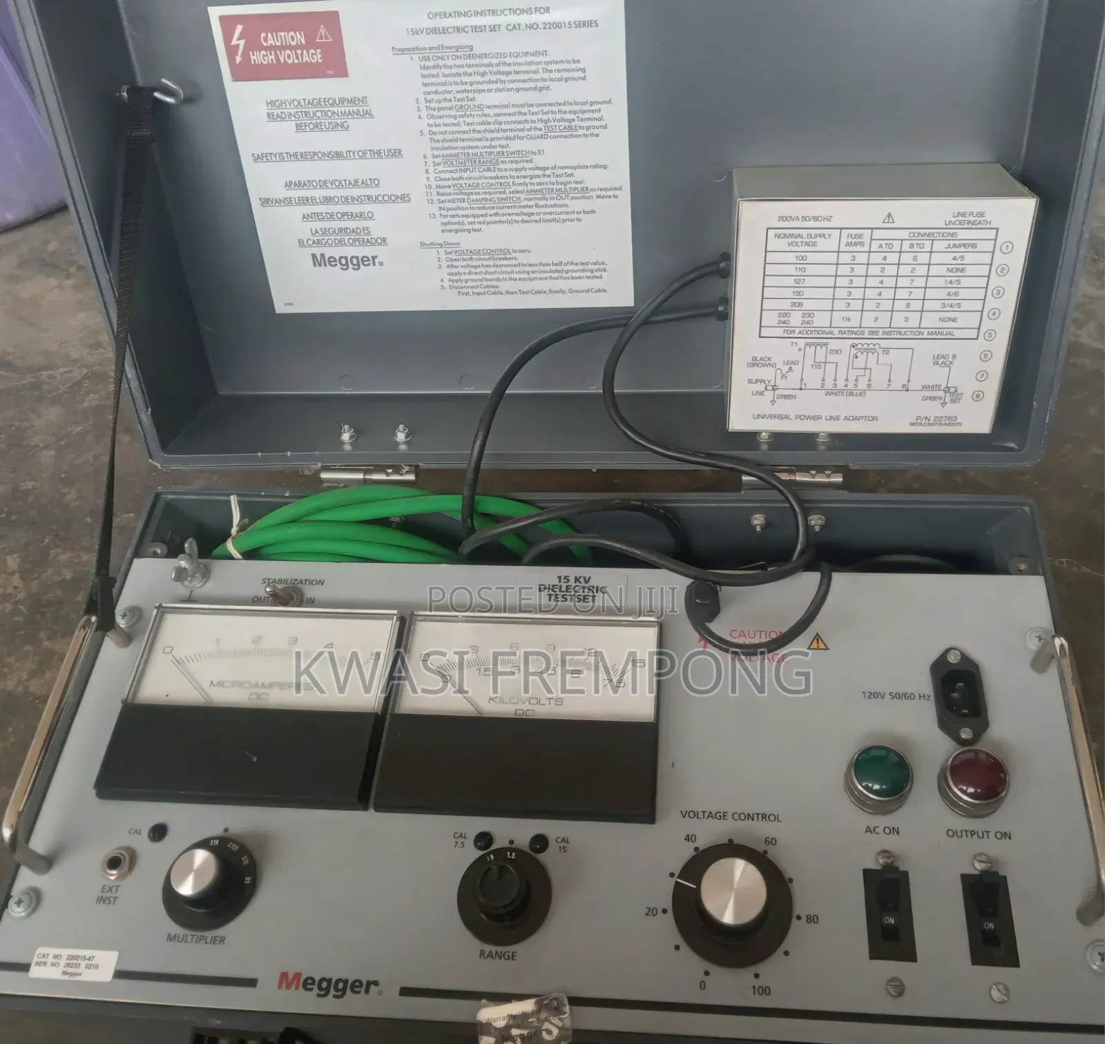 Megger 15kV DC Insulation Tester (Heavy-Duty/Analog)