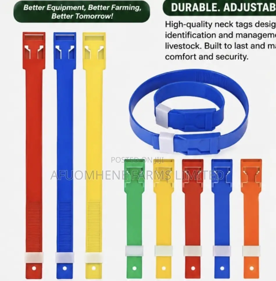Livestock Neck Tag, Leg Strap and Hoof Rings
