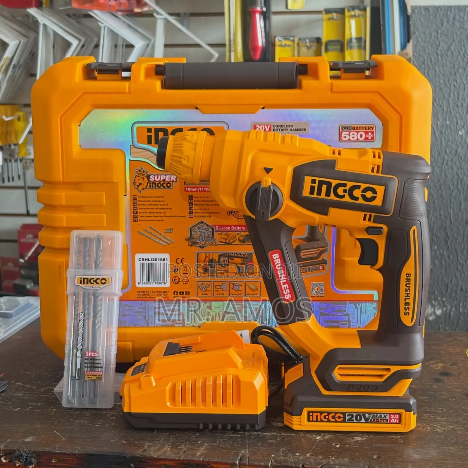 18mm Cordless Brushless Rotary Hammer + 20V Battery – CRHLI201881