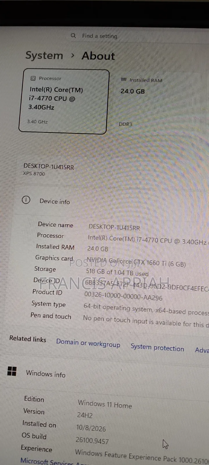 Desktop Computer Dell XPS 24GB Intel Core i7 HDD+SSD 1T