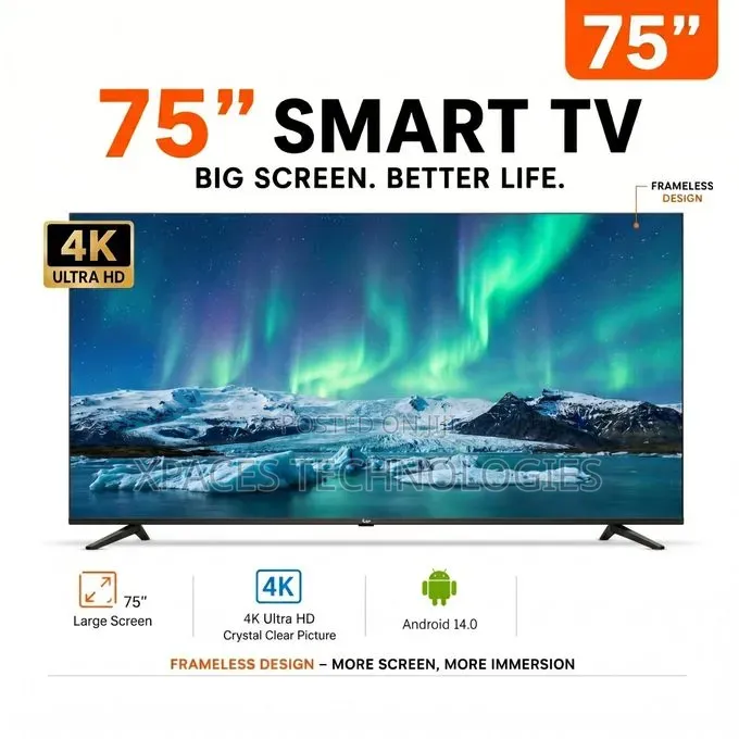 Generic 75 Inch Android 15 4K UHD LED TV WIFI HDMI,YouTube Google Play