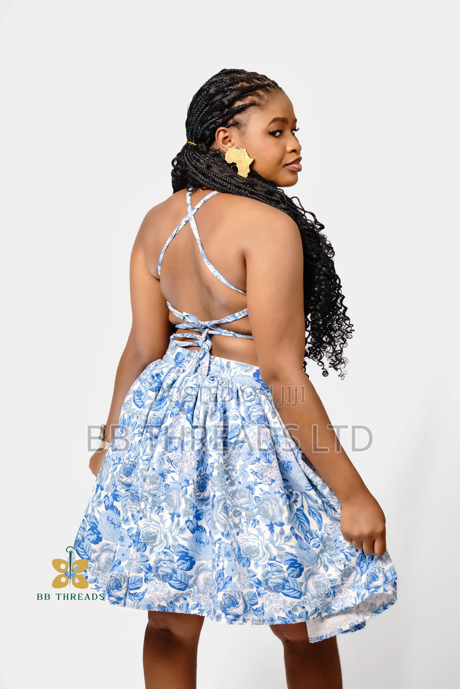 Blackless Dress-Floral Cotton (Top&skirt/Full Dress)