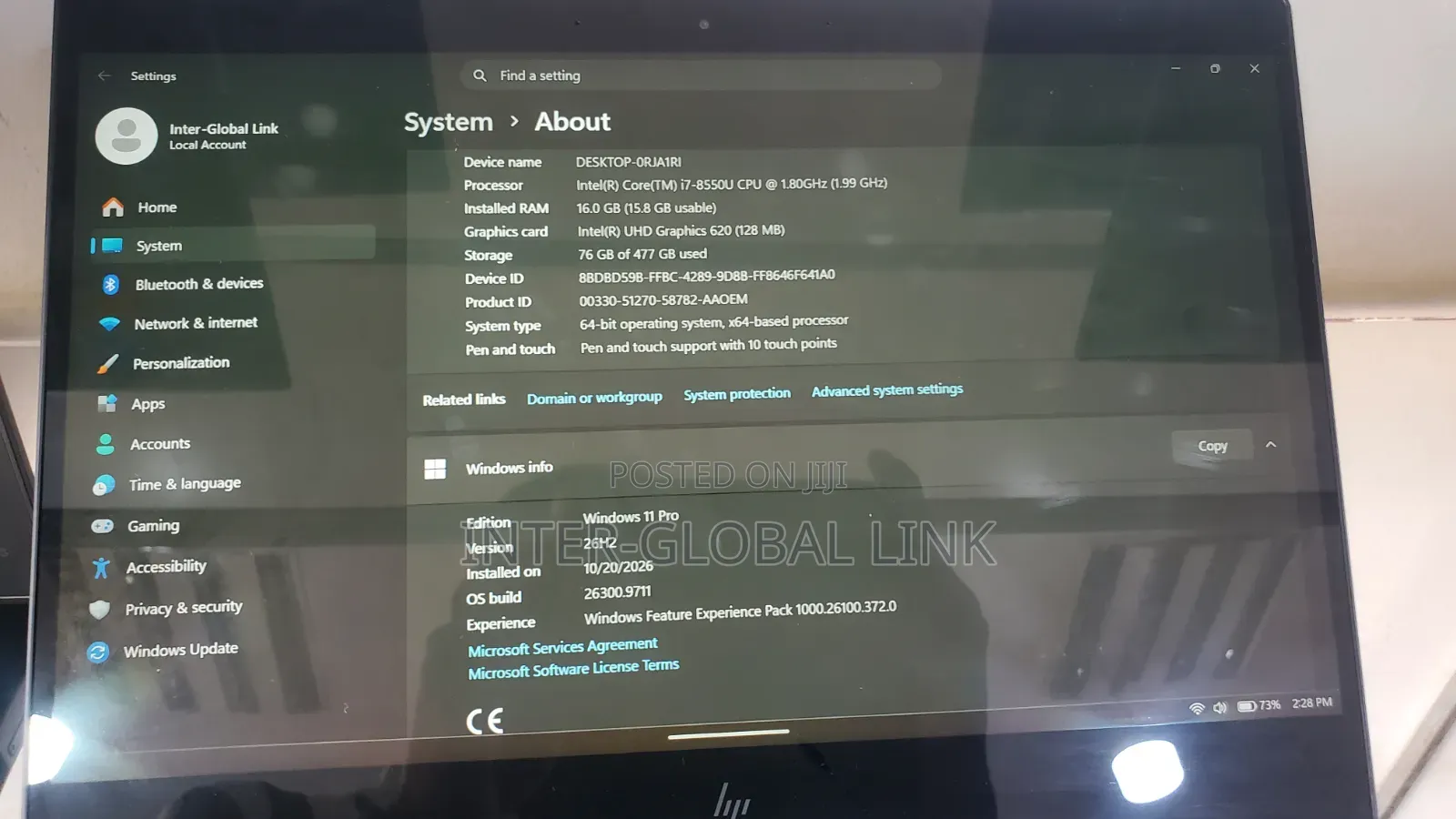 Laptop HP Spectre X360 13t 16GB Intel Core i7 SSD 512GB