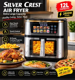 Silver Crest 12L Family Size Air Fryer 2800W LCD Panel