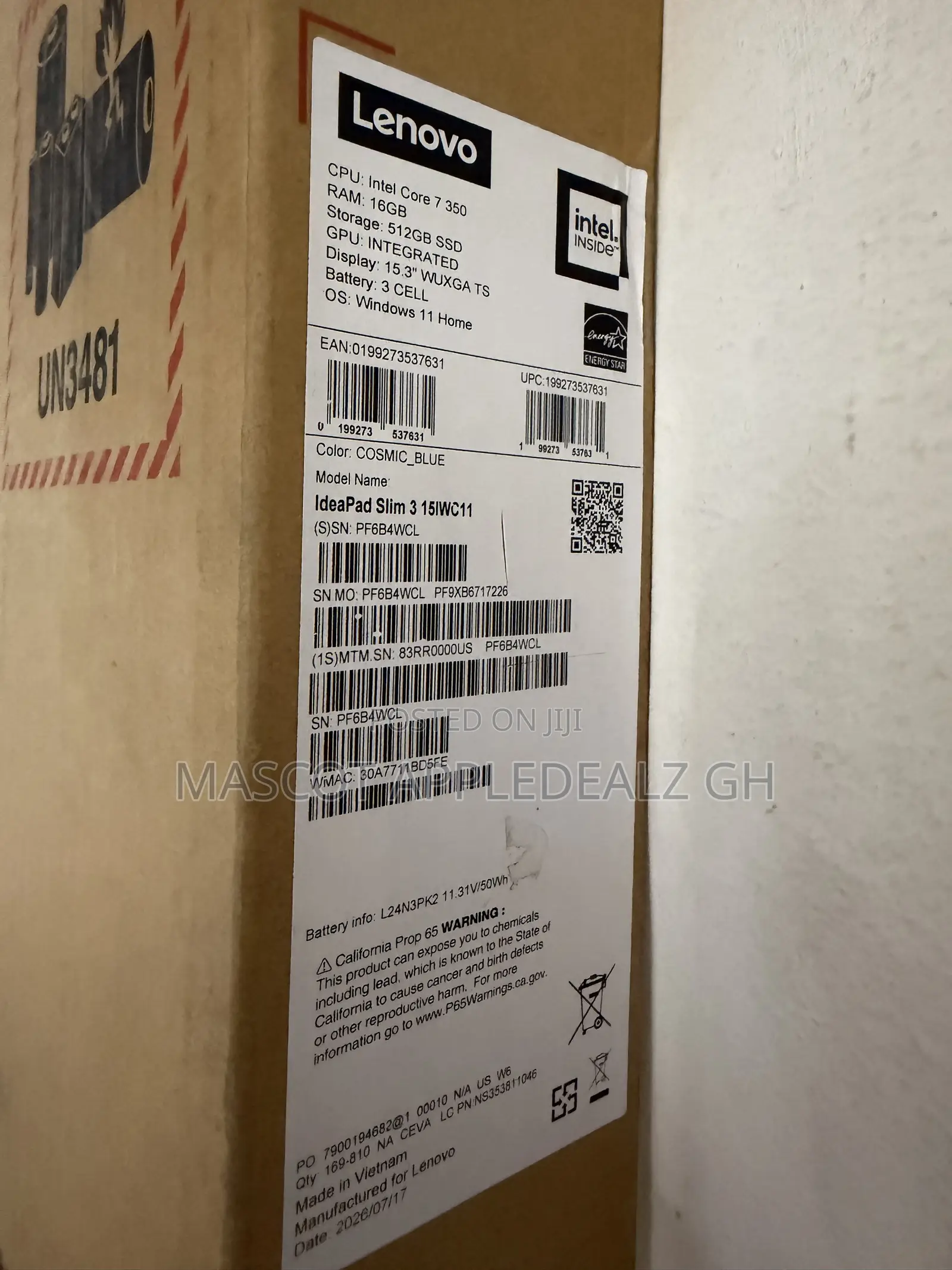 New Laptop Lenovo Ideapad 3 16GB Intel Core 7 SSD 512GB