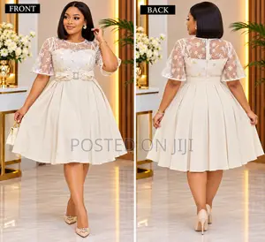 Elegant Cream Floral Lace Party Dress