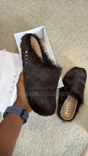 Marni Fussbett Sabot Calf-Hair Mules