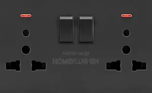 Double Socket With Switches + Neon – Black (F1-B-11)
