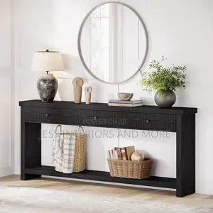 Console Table, With 3 Drawers (180cm) Black