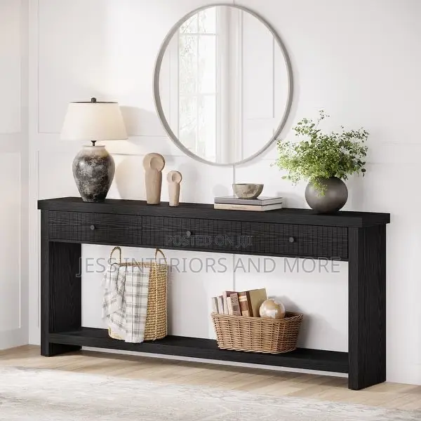 Console Table, With 3 Drawers (180cm) Black