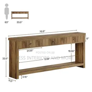 Console Table (Industrial Wood Entryway Table With Drawers)