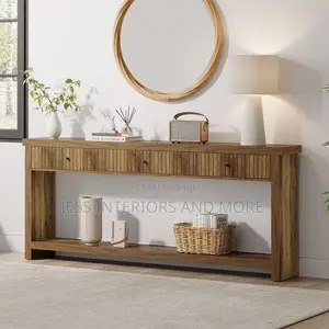 Console Table (Industrial Wood Entryway Table With Drawers)