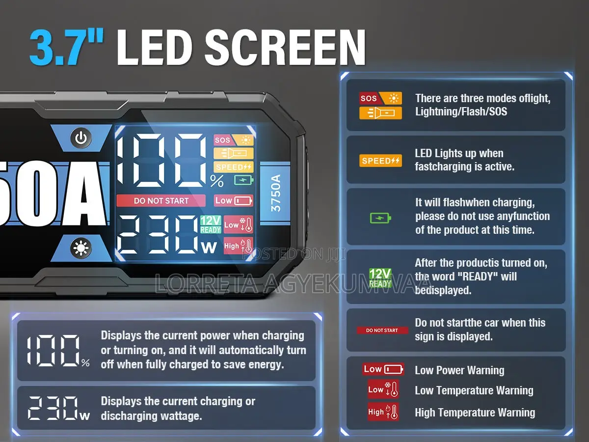 Jump Starter With Charging Protection,supports Extreme Conditions