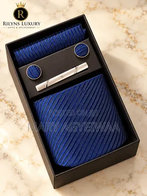 Men’s Tie Set With Cufflinks, Pocket Square & Tie Clip