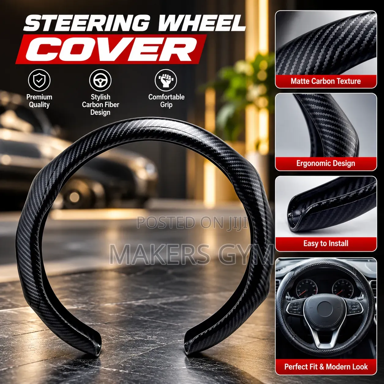 Carbon Fiber Car Steering Wheel Cover Universal