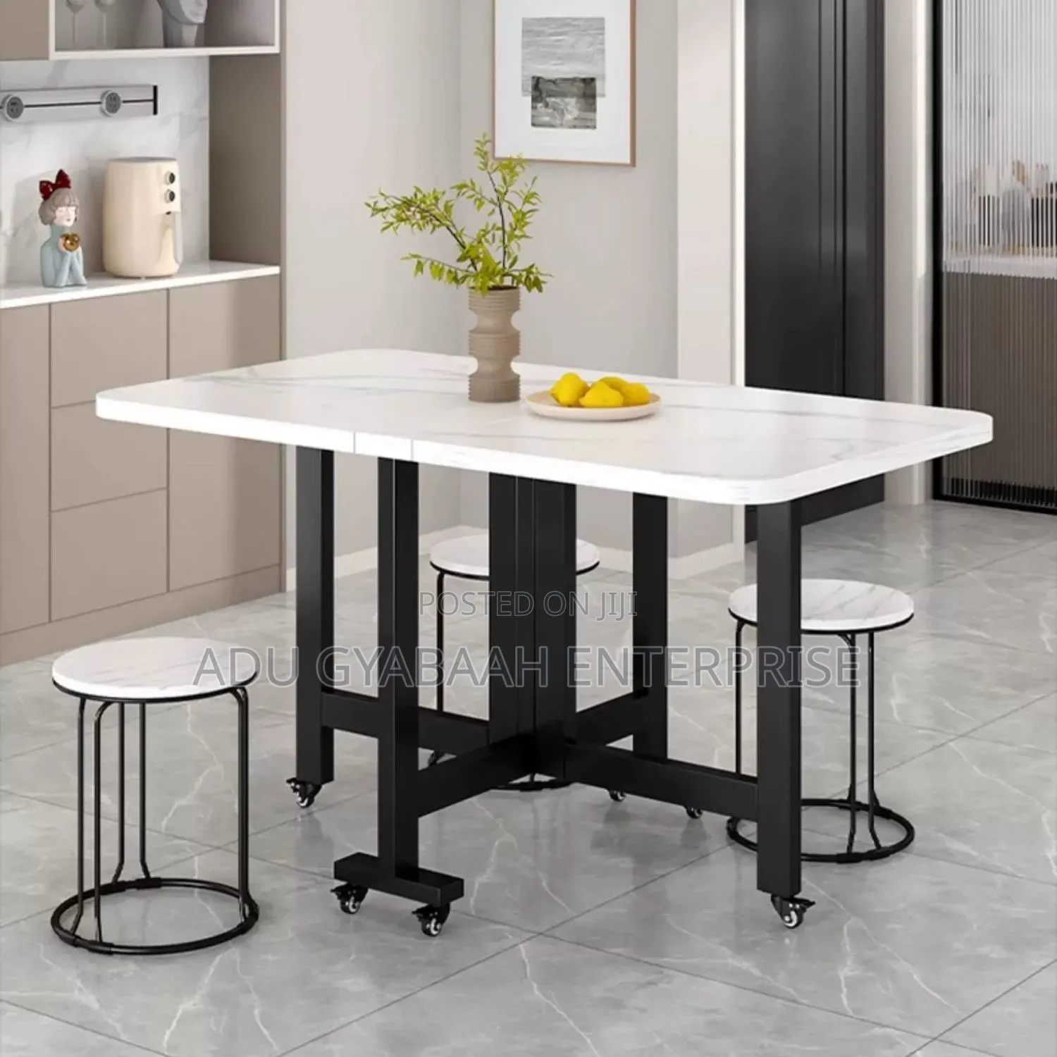 Modern Foldable Dining Table (Mobile & Space-Saving)