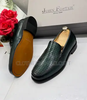 Green Leather Slip-on Loafers