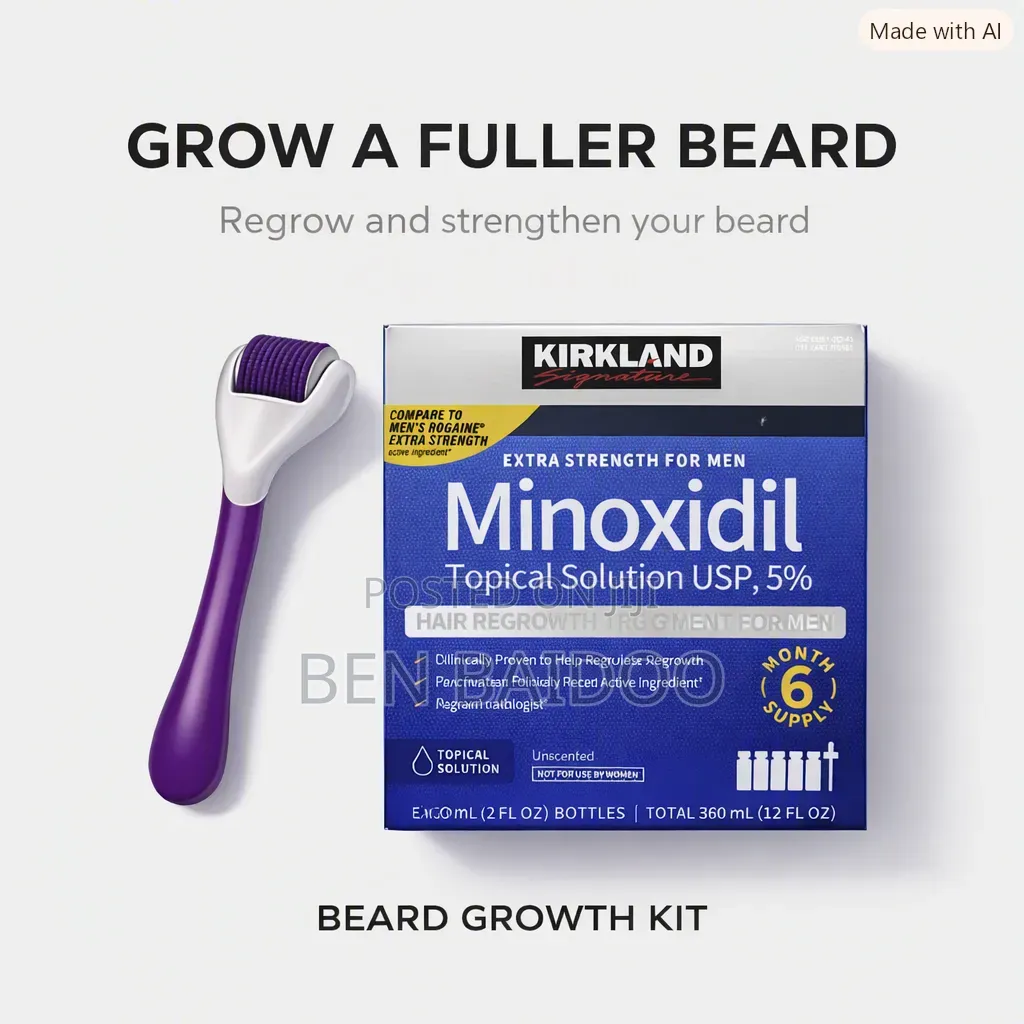 Kirkland Minoxidil Hair Growth Pack+Hyper Derma Roller (Magic Combo)