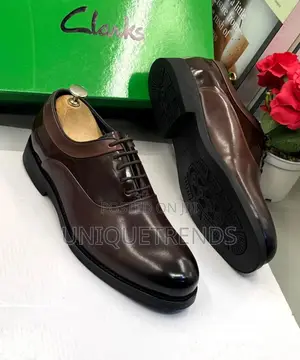 High Quality CLARKS Leather Oxfords Shoe (Coffee)