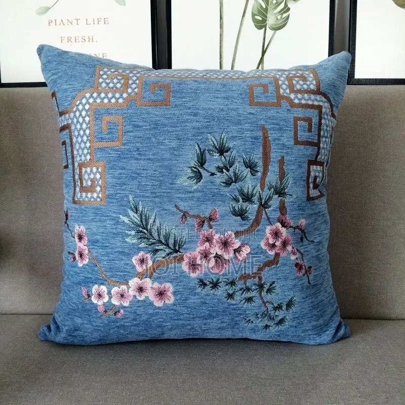 2pcs Floral Embroidered Throw Pillow Covers