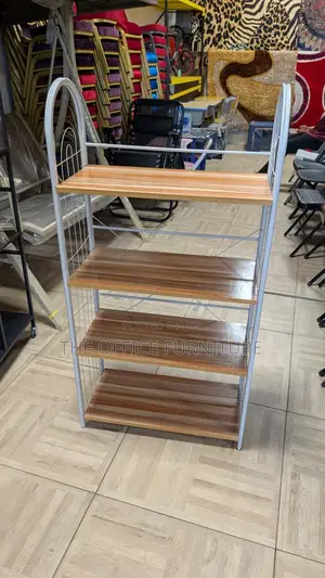 4-Tier Metal and Wood Storage Shelf