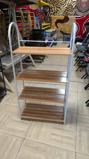 4-Tier Metal and Wood Storage Shelf