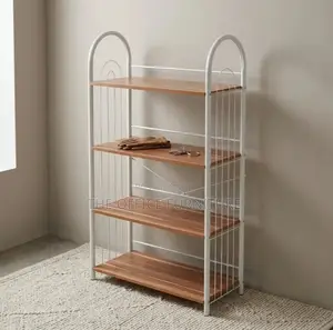 4-Tier Metal and Wood Storage Shelf