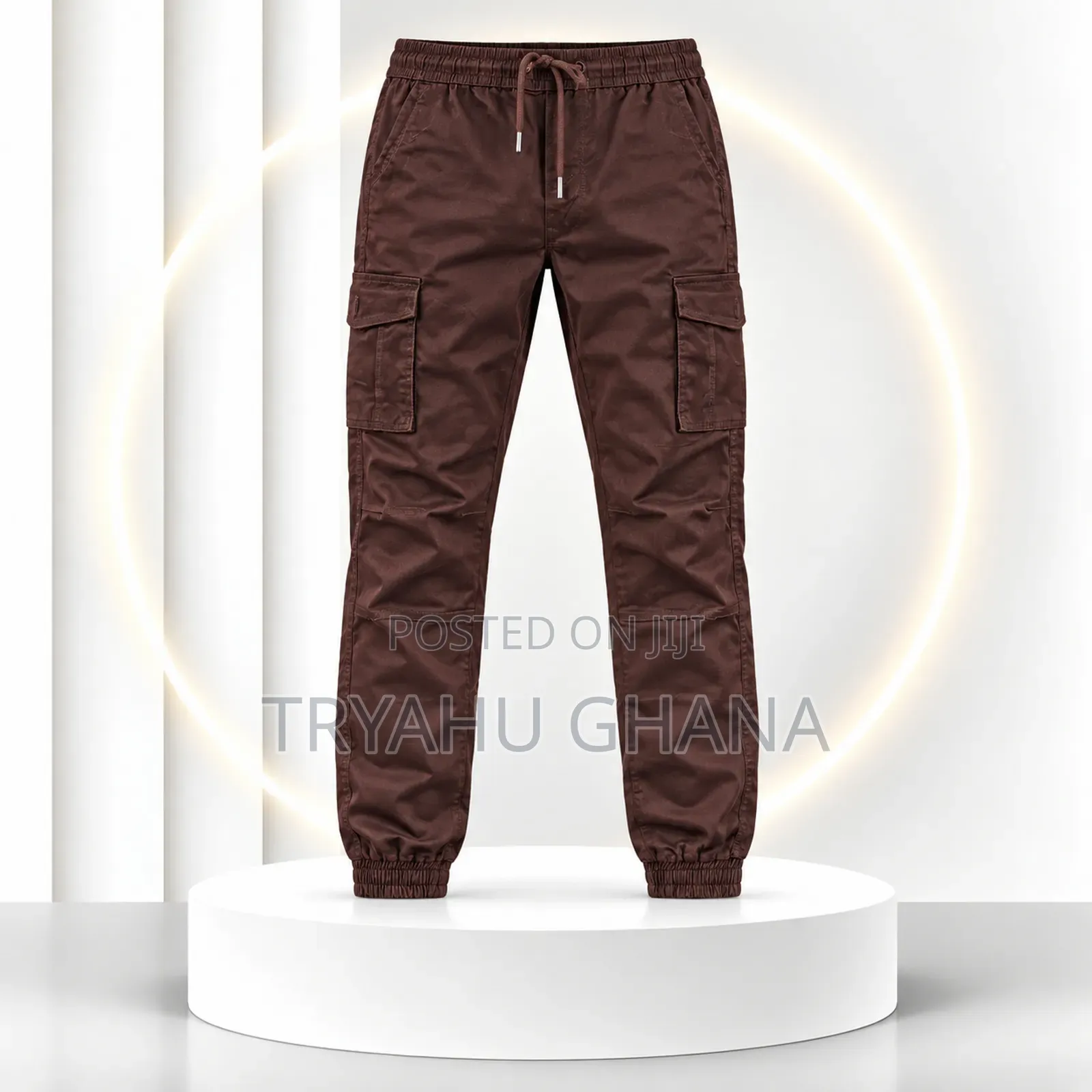 TRYAHU Premium Chocolate-Brown Cargo Joggers for Sale