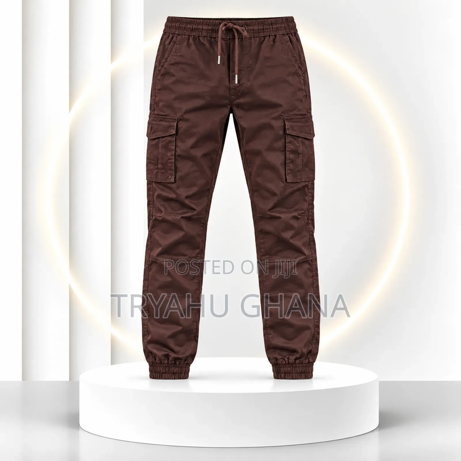 TRYAHU Premium Chocolate-Brown Cargo Joggers for Sale