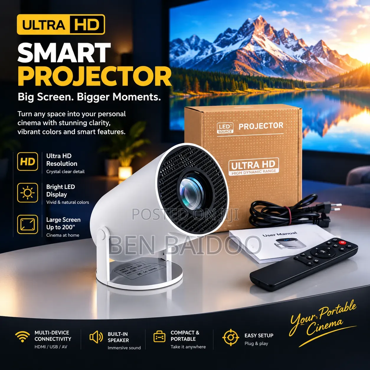 Ultra HD Smart Projector (Quality Video Clarity)