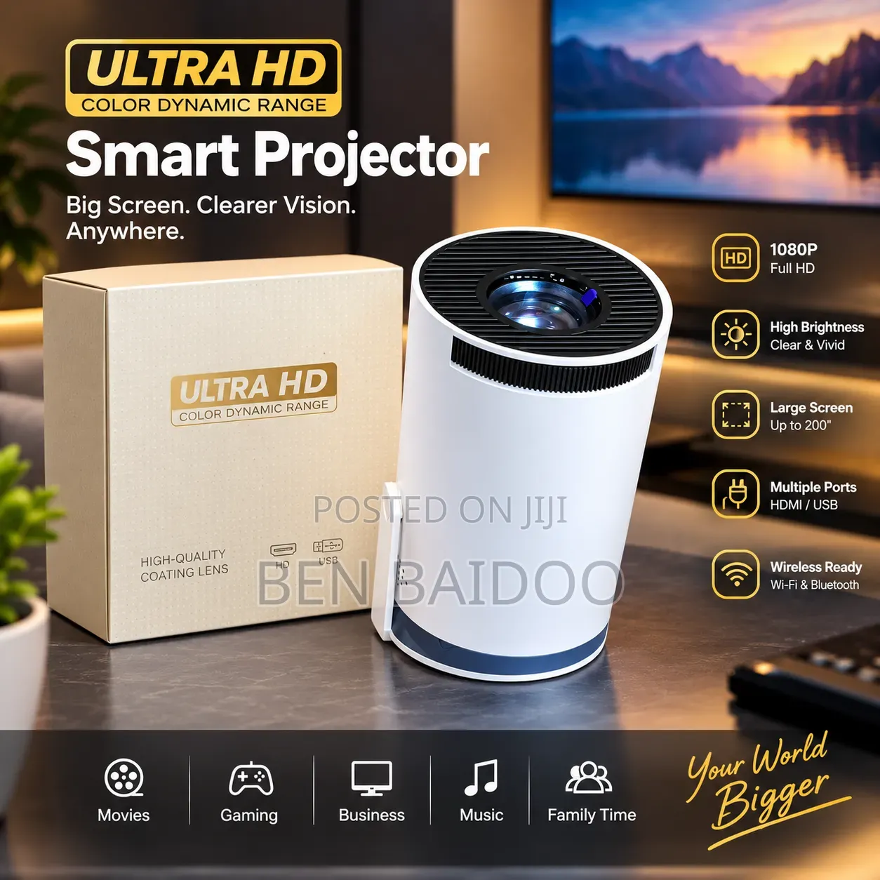 Ultra HD Smart Projector (Quality Video Clarity)