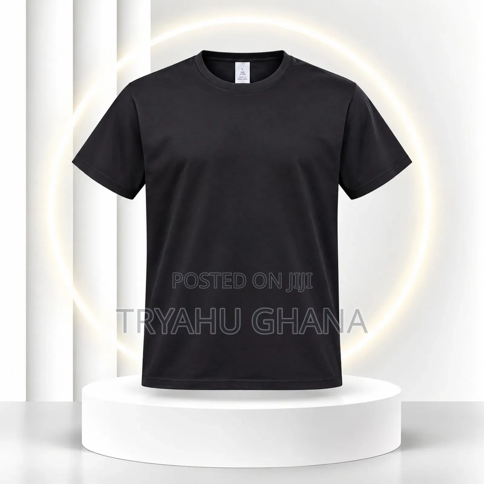 TRYAHU — Premium Black Crew-Neck T-Shirt