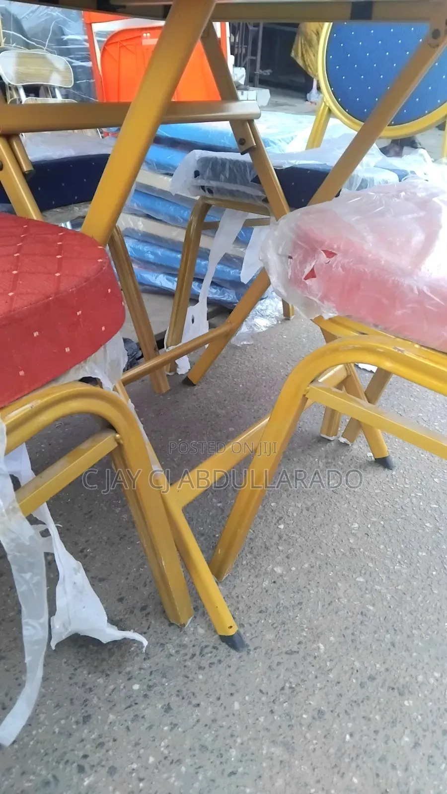 Chairs With Table Set Golden Legs Quality Metal Glasstable and Chairs