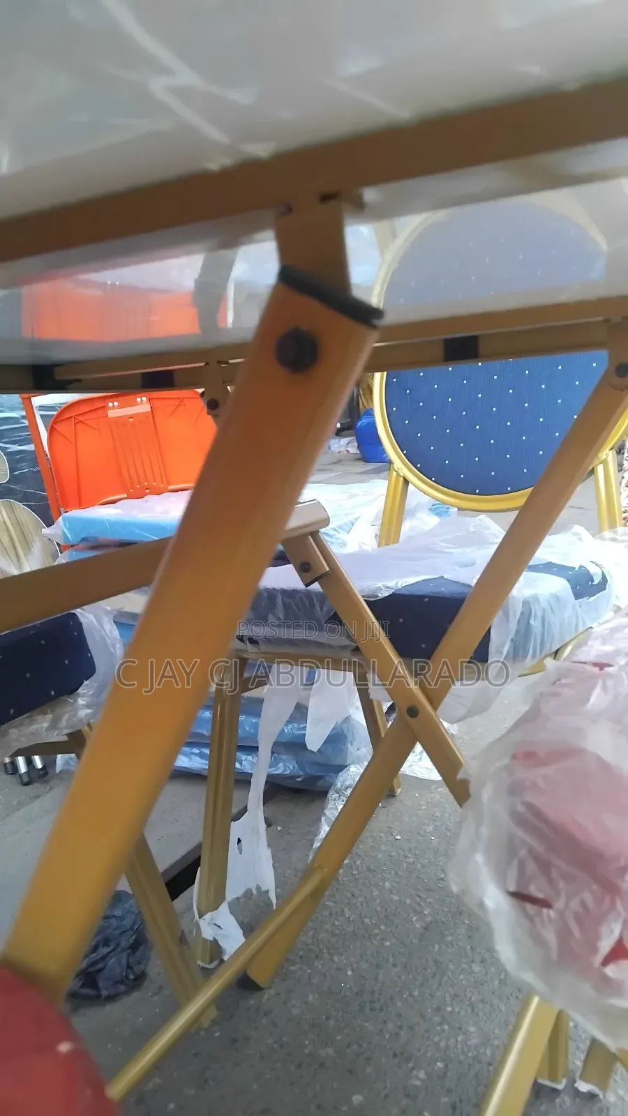 Chairs With Table Set Golden Legs Quality Metal Glasstable and Chairs