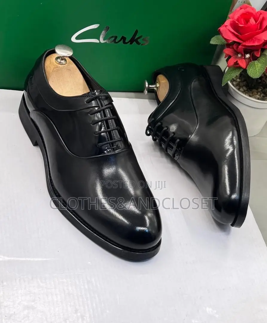 Premium Clarks Men's High-Shine Formal Leather Oxford Shoes
