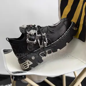 Black Leather Punk Rock Platform Shoe