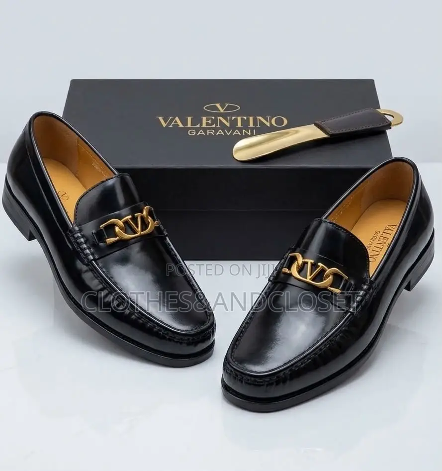 Polished Black Calf Leather Mule